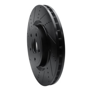 Dodge Durango Brake Rotor (1) - Front Left - R1 Concepts - Drilled & Slotted - Black - `12-`25